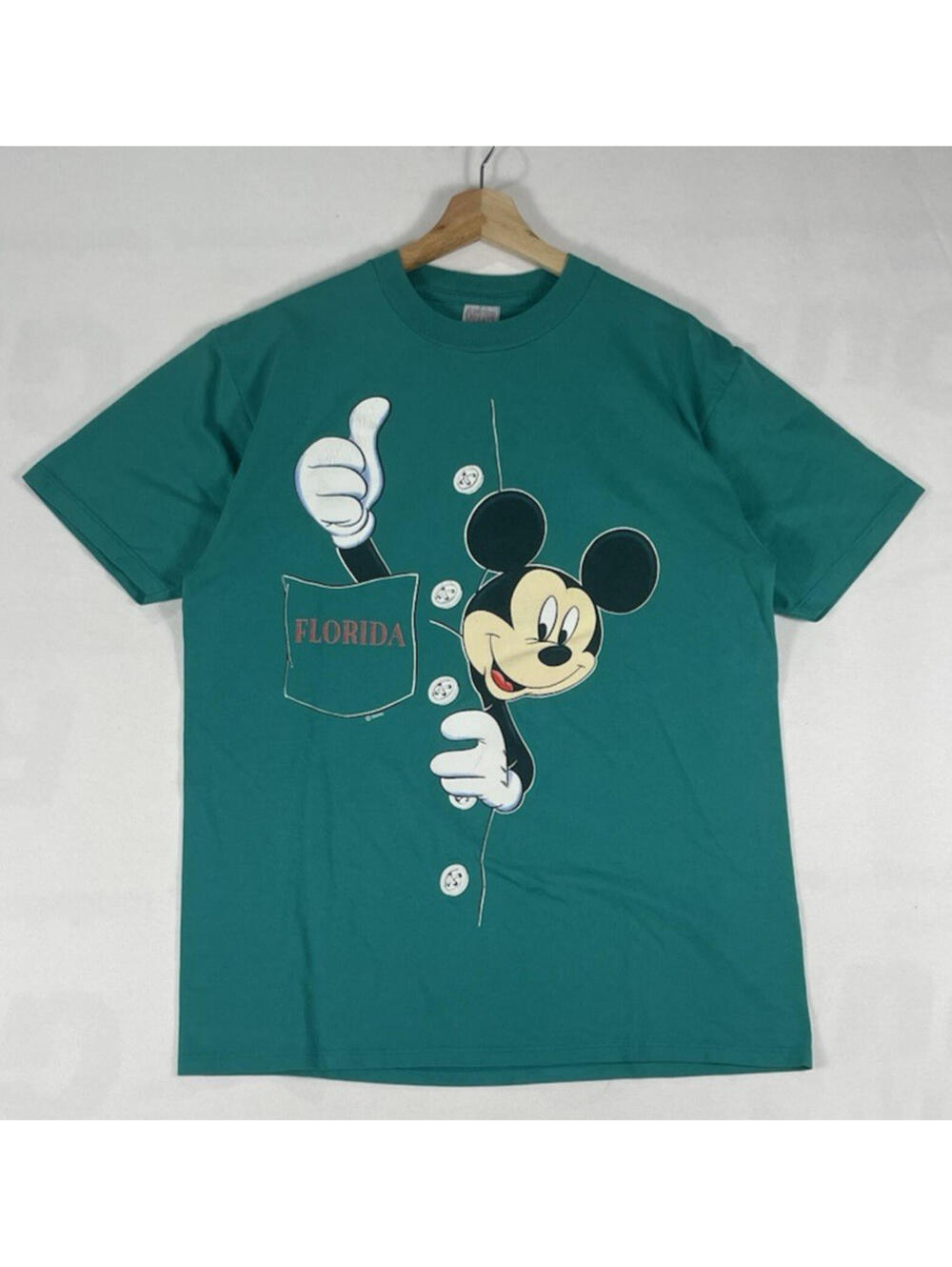 Vintage Disney Mickey Mouse Florida Made in USA Teal T-shirt Sz L